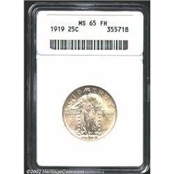 1919 25C MS65 Full Head ANACS. Lovely pastel yellow-green and lilac patina. It is difficult to decid