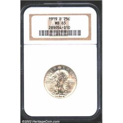 1919-D 25C MS65 NGC. A lightly toned and lustrous Gem. Nearly pristine aside from a minor distractio