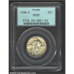 1920-D 25C MS65 PCGS. Dusky lemon-gray patina. Lustrous and immaculately preserved, with a sharp inn