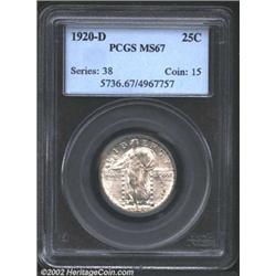 1920-D 25C MS67 PCGS. The Denver Mint produced 3.5 million Quarters of the Standing Liberty type in.