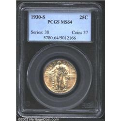 1930-S 25C MS64 PCGS. The apricot patina is especially deep on the obverse. A flashy near-Gem with a