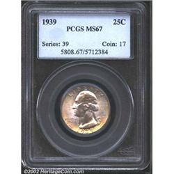 1939 25C MS67 PCGS. Rich yellow-green and lilac patina. A well struck and lustrous Superb Gem that h