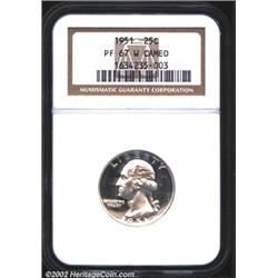 1951 25C PR67 W Cameo NGC. A brilliant and razor-sharp Super Gem that has completely unassailable pr