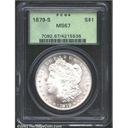 1879-S S$1 MS67 PCGS. VAM-14. The mintmark is sharply repunched. A brilliant and flashy Superb Gem t