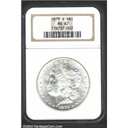 1879-S S$1 MS67 NGC. Brilliant with soft, creamy mint luster, the striking details are intricately d