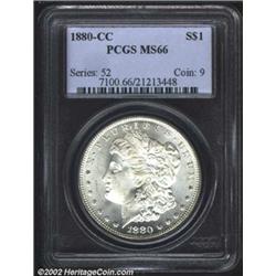1880-CC S$1 MS66 PCGS. Although Mint records indicate that 591,000 Morgan Dollars were produced at t