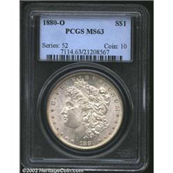 1880-O S$1 MS63 PCGS. VAM-6A. Top 100 Variety. Die scratch (as struck) on left side of wreath, with.
