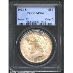 1923-S S$1 MS64 PCGS. Original dusky green-gray patina. A lustrous near-Gem that has an exceptionall