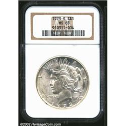 1923-S S$1 MS65 NGC. The '23-S boats the highest mintage of any S-mint issue in the Peace Dollar ser