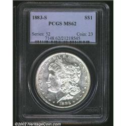 1883-S S$1 MS62 PCGS. Brilliant, sharply struck, and lustrous. The cheek has a few minor luster graz