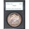1884-CC S$1 MS65 PCGS. Lustrous white fields with a semi-prooflike appearance. There are some scatte