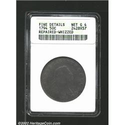 1794 50C--Repaired, Whizzed--ANACS. Fine Details, Net Good 4. O-101, R.4. Medium gray surfaces that.