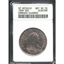 1806 50C Pointed 6, Stem--Damaged, Cleaned--ANACS. VF Details, Net VG10. O-120, R.3. Harshly cleaned