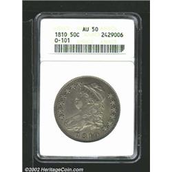 1810 50C AU50 ANACS. O-101, R.1. Pleasing, pale gray surfaces with some luster around the devices. T