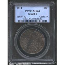 1811 50C Small 8 MS64 PCGS. O-110a, R.1. Lustrous and sharply struck, except on the stars on the lef