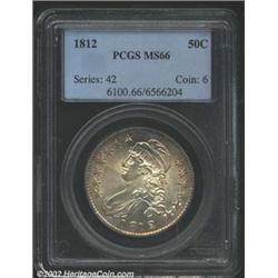 1812 50C MS66 PCGS. O-110, R.1. Easily attributed by the die scratch below the end of the bust on th