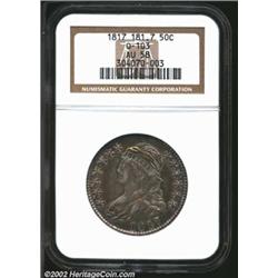 1817 50C AU58 NGC. O-103, R.2. Steel color, lustrous surfaces, with some rainbow toning around the p