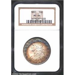 1831 50C MS64 NGC. O-107, R.3. One of finest examples known of this better issue, the Condition Cens