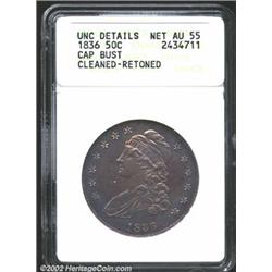 1836 50C Lettered Edge--Cleaned, Retoned--ANACS. Unc Details, Net AU55. O-108, R.1. The 1836 over 13