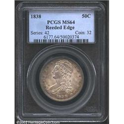 1838 50C MS64 PCGS. Soft mint frost covers both sides of this lovely and obviously original Reeded E