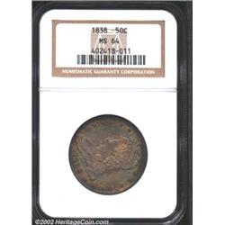 1838 50C MS64 NGC. The 1838 is the first Half Dollar in U.S. coinage history on which the denominati