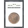 Image 1 : 1853 50C Arrows and Rays MS62 ANACS. Sharply struck and toned with deeper color on the obverse than.