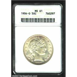 1904-O 50C MS61 ANACS. The margins have faint rose-violet color. Nicely struck and lustrous, but the