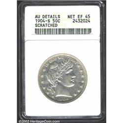 1904-S 50C--Scratched--ANACS. AU Details, Net XF45. A briefly circulated specimen that has a good st