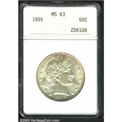 1905 50C MS63 ANACS. The borders have dusky copper-gold patina. A well struck and flashy representat