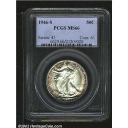 1946-S 50C MS66 PCGS. Sharply struck, almost complete, with vibrant mint luster. Each side is brilli