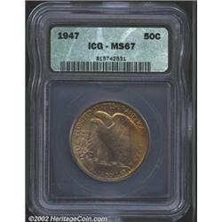 1947 50C MS67 ICG. A phenomenal coin and worthy of the finest set of Walking Liberty Halves. In addi