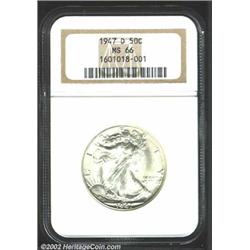 1947-D 50C MS66 NGC. The reverse has hints of golden-brown patina. A pleasing Gem with blazing luste