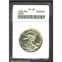 1938 50C PR65 ANACS. A well struck Gem that has surprising cartwheel luster in addition to the refle