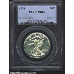 1938 50C PR66 PCGS. Well struck and exquisitely preserved with wisps of light yellow-green patina. T