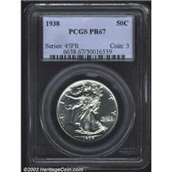 1938 50C PR67 PCGS. As befits a specimen striking, the razor sharp definition is far superior to tha