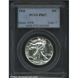 1942 50C PR67 PCGS. A brilliant, well struck, and seemingly unimprovable Superb Gem. The final year.