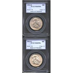 1952-D 50C MS65 Full Bell Lines PCGS, two examples, the first has deeply variegated golden-brown pat