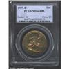 Image 1 : 1957-D 50C MS66 Full Bell Lines PCGS. The obverse has outrageously iridescent lime-green, ruby-red,.