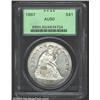 Image 1 : 1867 S$1 AU50 PCGS. Large Over Small Date, Breen-5478. Originally entered with a Half Dollar logotyp