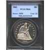 Image 1 : 1863 S$1 PR64 PCGS. The 1863 is scarce and seldom seen in business strike format, placing added date