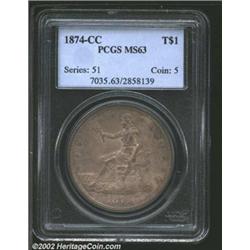 1874-CC T$1 MS63 PCGS. Medium CC. Despite the fact that the '74-CC is a well known rarity at this le