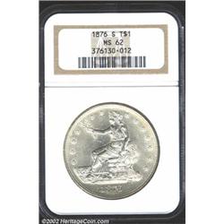 1876-S T$1 MS62 NGC. Type I Obverse / Type II Reverse. Minute S. This hub variety of the '76-S is, i