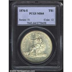 1876-S T$1 MS64 PCGS. Type I Obverse / Type I Reverse. Large S. Breen-5800. Despite large scale expo