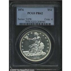 1876 T$1 PR62 PCGS. Type II Obverse / Type II Reverse. Proof 1876 Trade Dollars of this hub variety.