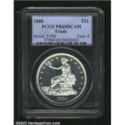 1880 T$1 PR65 Deep Cameo PCGS. With only a tiny remnant of the crossbar evident on the 4 in 420 GRAI