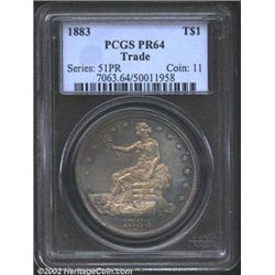 1883 T$1 PR64 PCGS. Always a popular issue, as most of us mere mortals will never be able to afford.