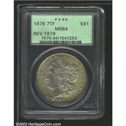1878 7TF S$1 Reverse of 1879 MS64 PCGS. The periphery has a luminous band of yellow-green color, whi
