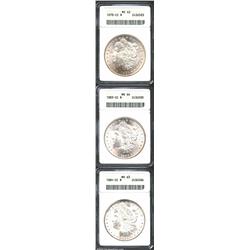 1878-CC S$1 MS62 ANACS, the cheek has a few trivial luster grazes, still flashy and attractive; 1883