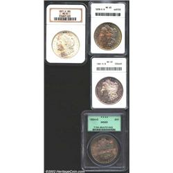 1878-S S$1 MS65 ANACS, richly toned in most areas in mottled golden-blue and champagne-lilac shades,