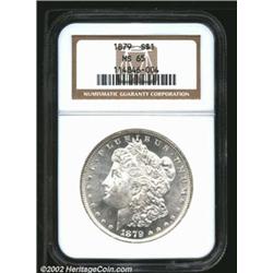 1879 S$1 MS65 NGC. A brilliant, well struck, and lustrous Gem with mildly prooflike surfaces and car